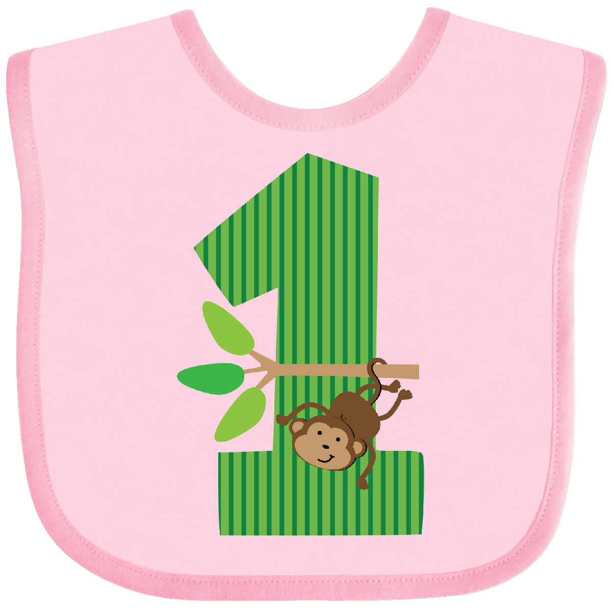 Inktastic 1st Birthday Monkey Baby Bib Babys First Number 1 Jungle Cute Safari - Picture 4 of 10