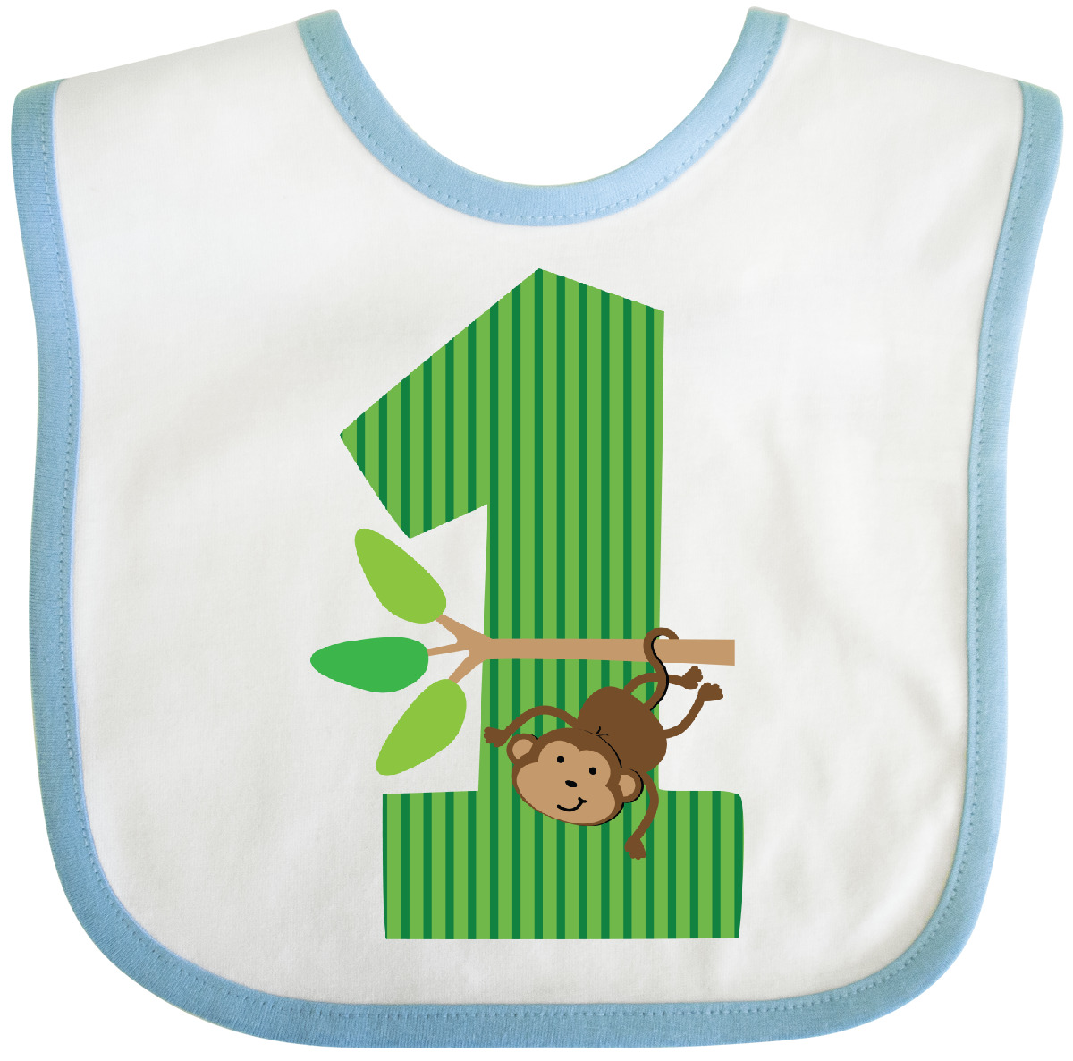 Inktastic 1st Birthday Monkey Baby Bib Babys First Number 1 Jungle Cute Safari - Picture 7 of 10