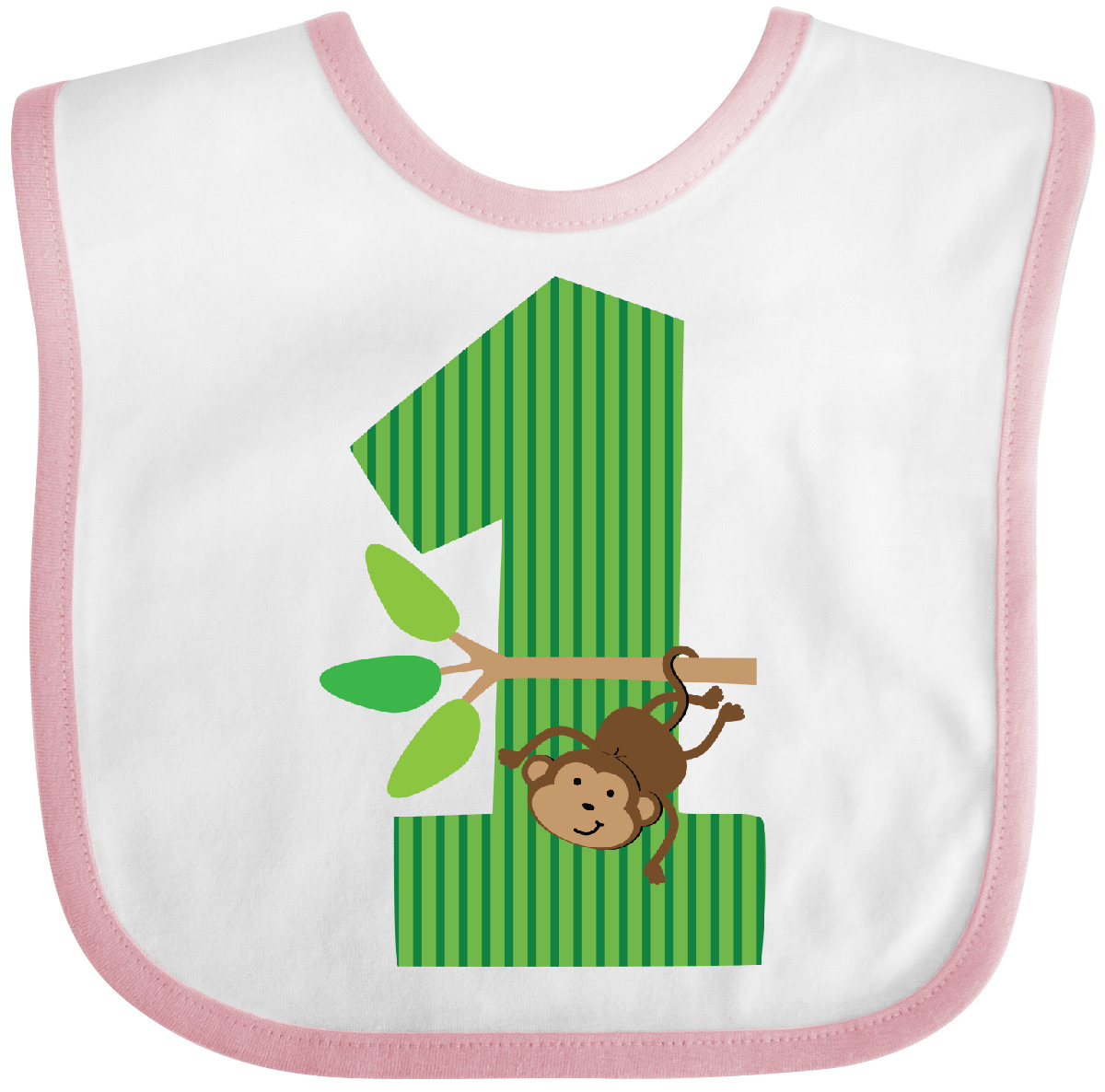 Inktastic 1st Birthday Monkey Baby Bib Babys First Number 1 Jungle Cute Safari - Picture 9 of 10