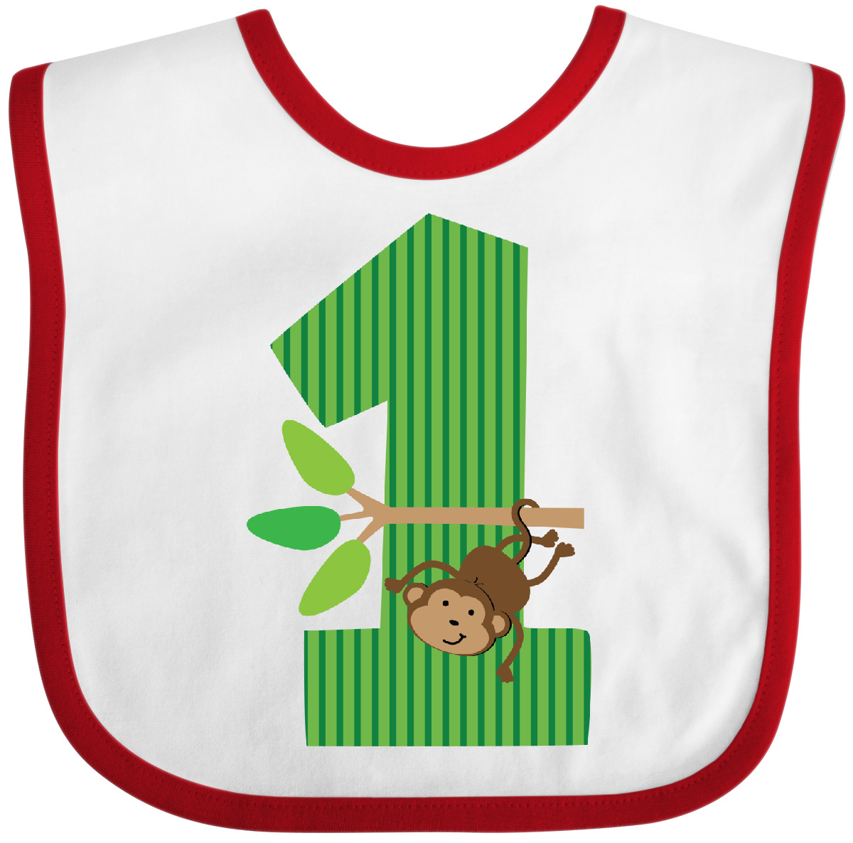 Inktastic 1st Birthday Monkey Baby Bib Babys First Number 1 Jungle Cute Safari - Picture 10 of 10