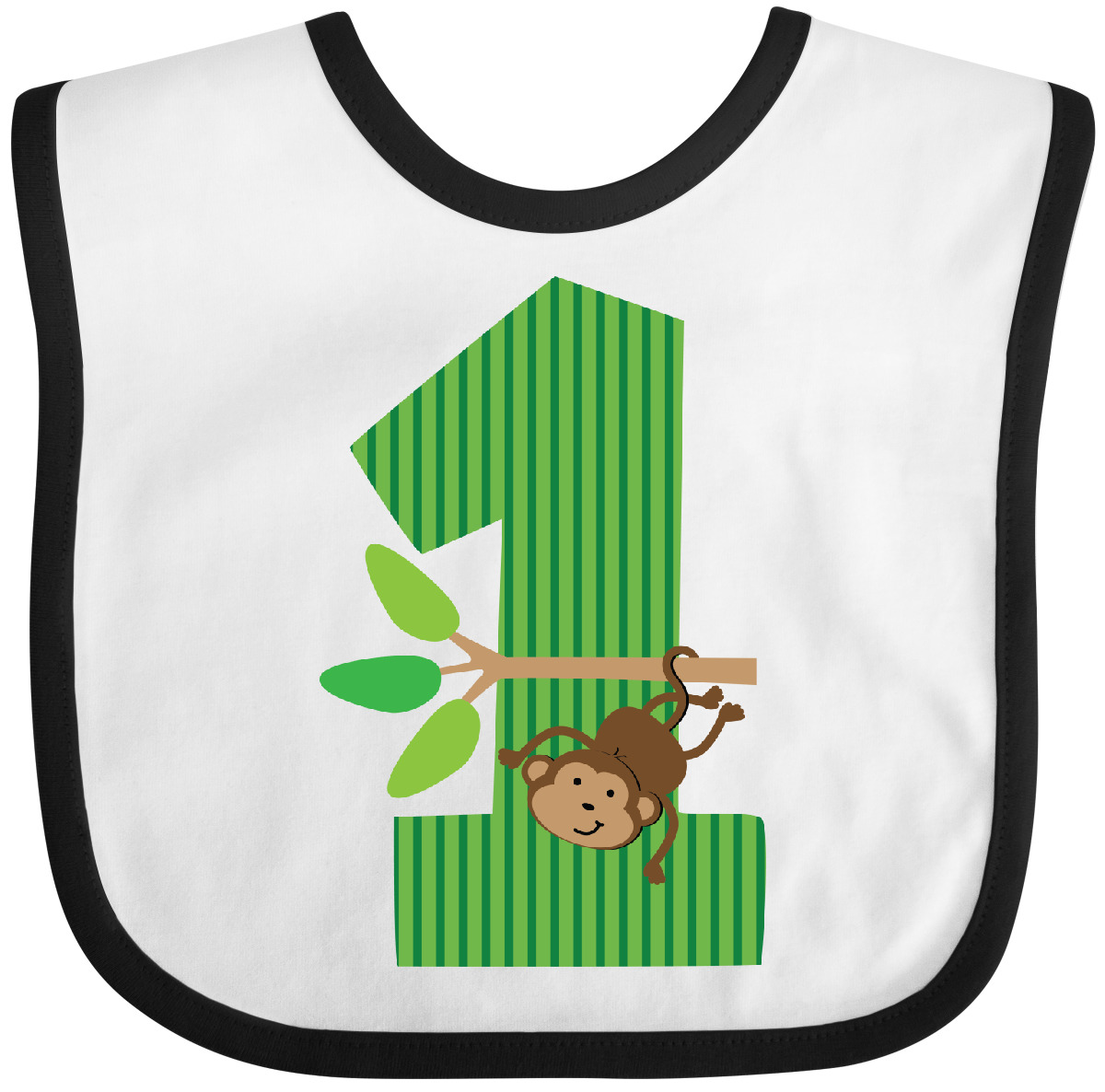 Inktastic 1st Birthday Monkey Baby Bib Babys First Number 1 Jungle Cute Safari - Picture 6 of 10