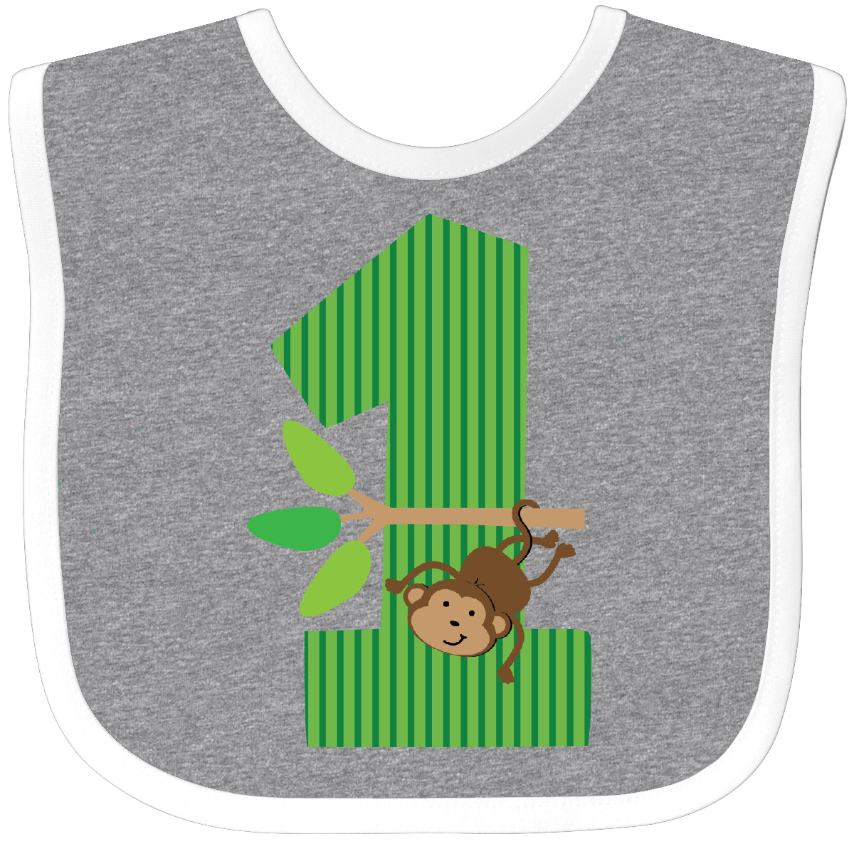 Inktastic 1st Birthday Monkey Baby Bib Babys First Number 1 Jungle Cute Safari - Picture 3 of 10