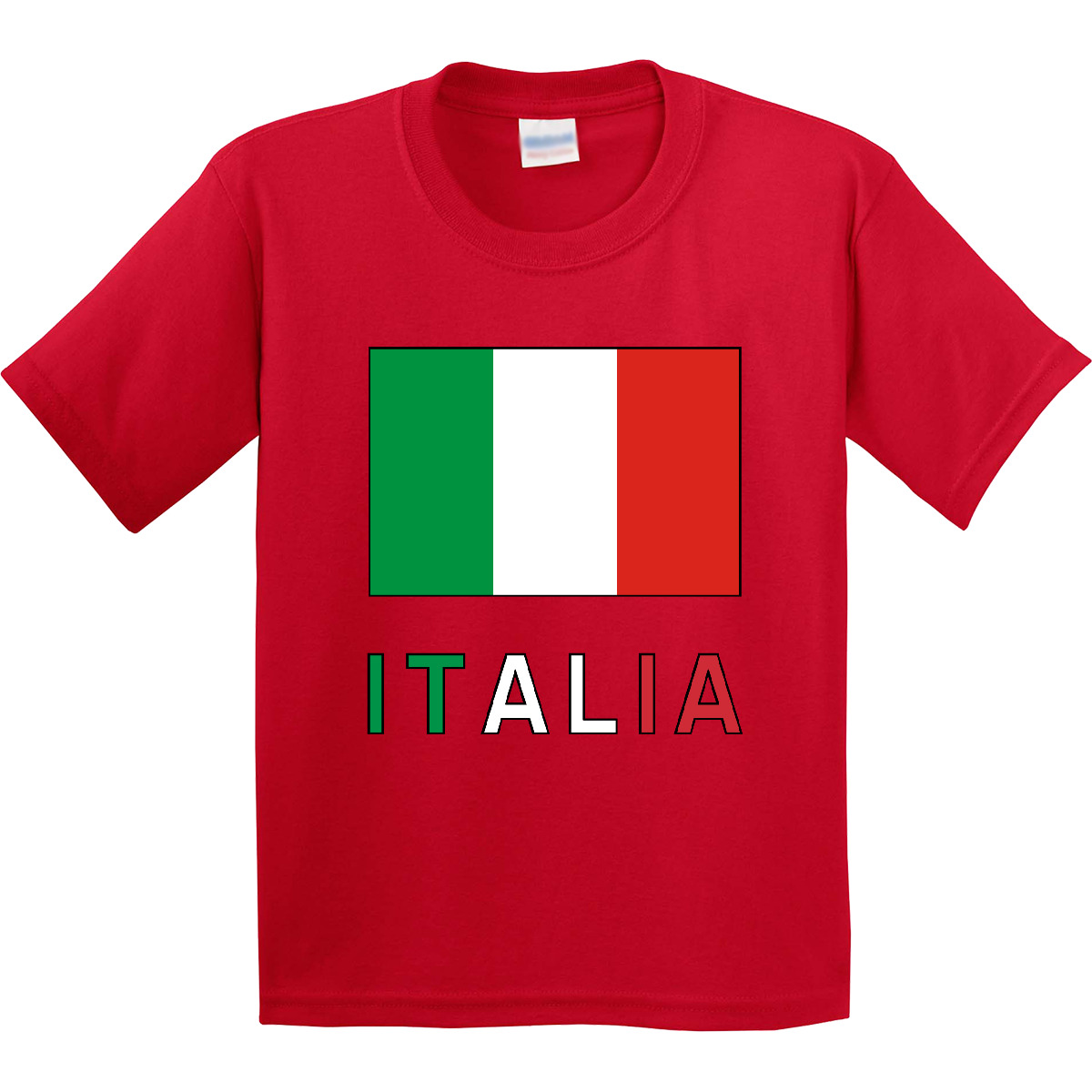 Inktastic Italy Flag & Italia - Black Border Youth T-Shirt Italian Tee Kids Teen - Picture 9 of 12