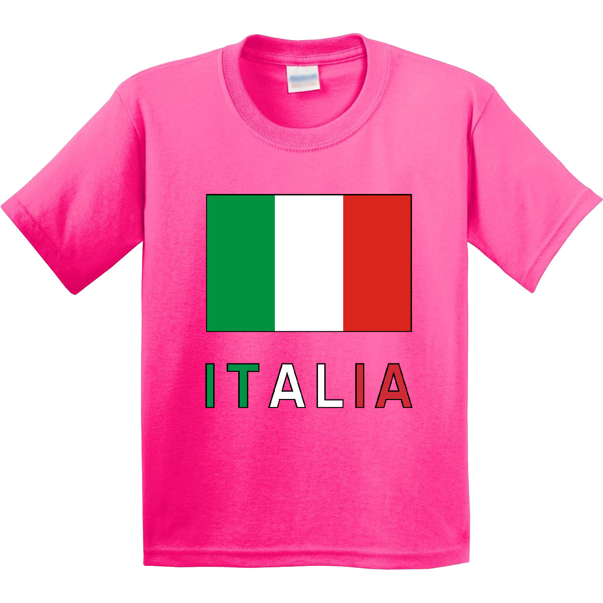 Inktastic Italy Flag & Italia - Black Border Youth T-Shirt Italian Tee Kids Teen - Picture 7 of 12