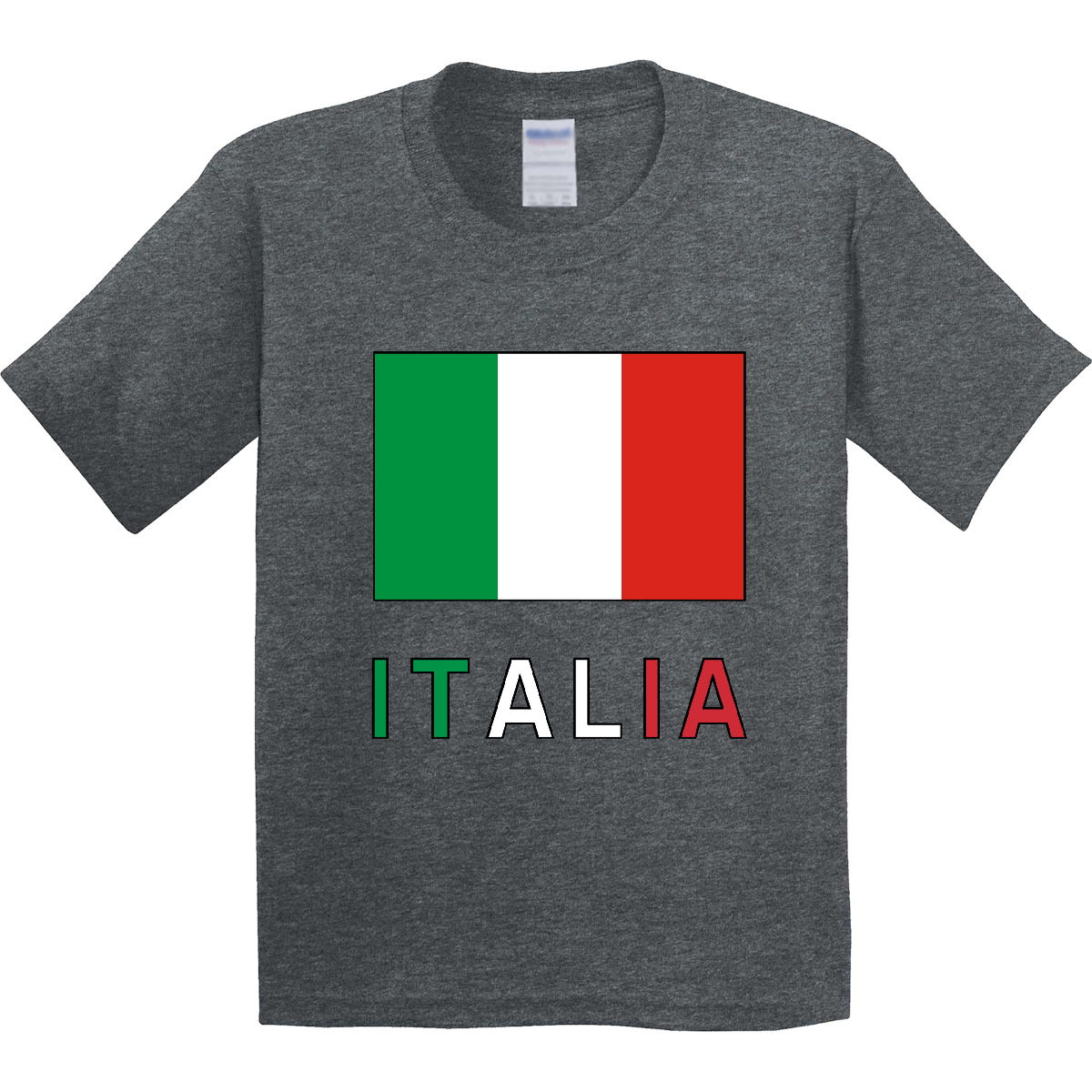 Inktastic Italy Flag & Italia - Black Border Youth T-Shirt Italian Tee Kids Teen - Picture 10 of 12