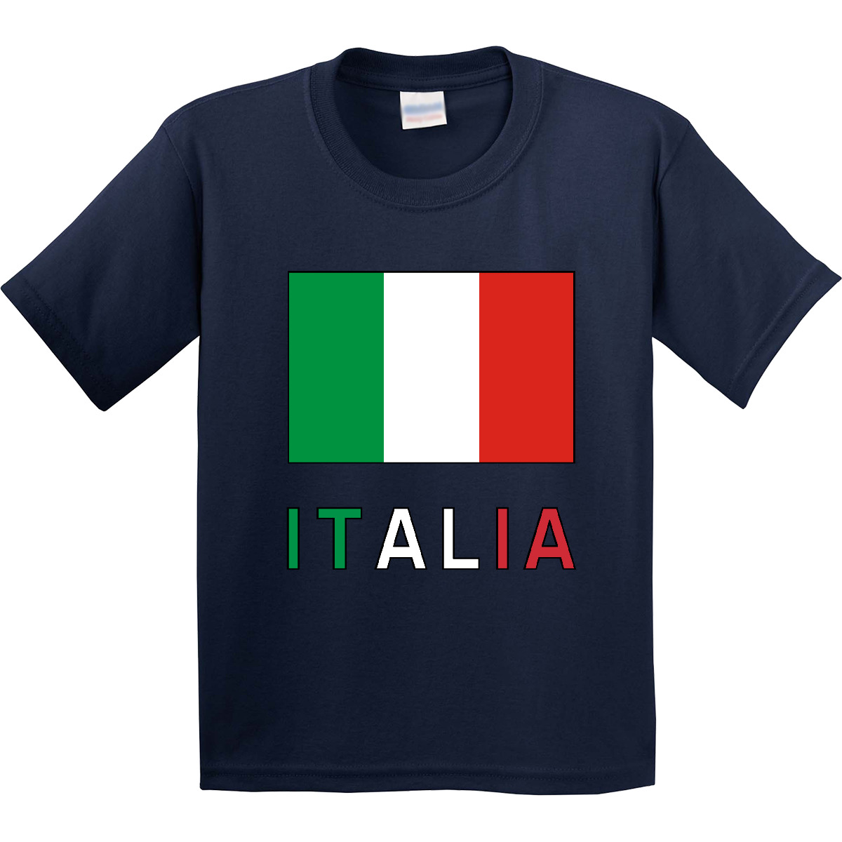 Inktastic Italy Flag & Italia - Black Border Youth T-Shirt Italian Tee Kids Teen - Picture 6 of 12