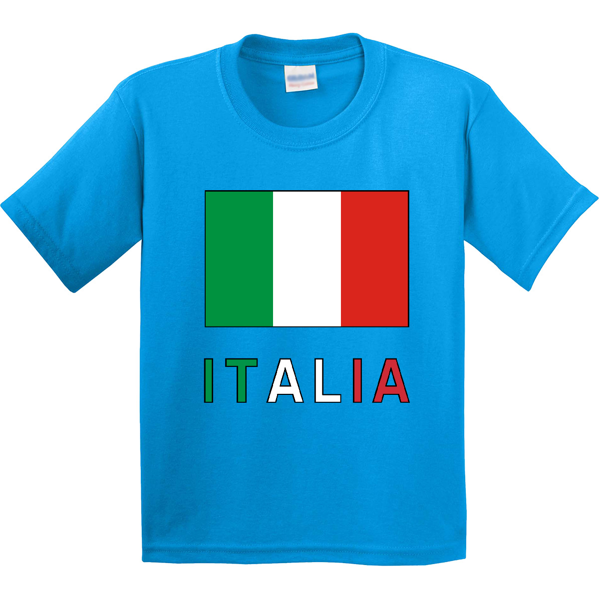 Inktastic Italy Flag & Italia - Black Border Youth T-Shirt Italian Tee Kids Teen - Picture 8 of 12