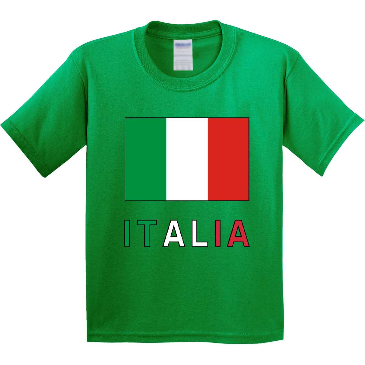 Inktastic Italy Flag & Italia - Black Border Youth T-Shirt Italian Tee Kids Teen - Picture 5 of 12