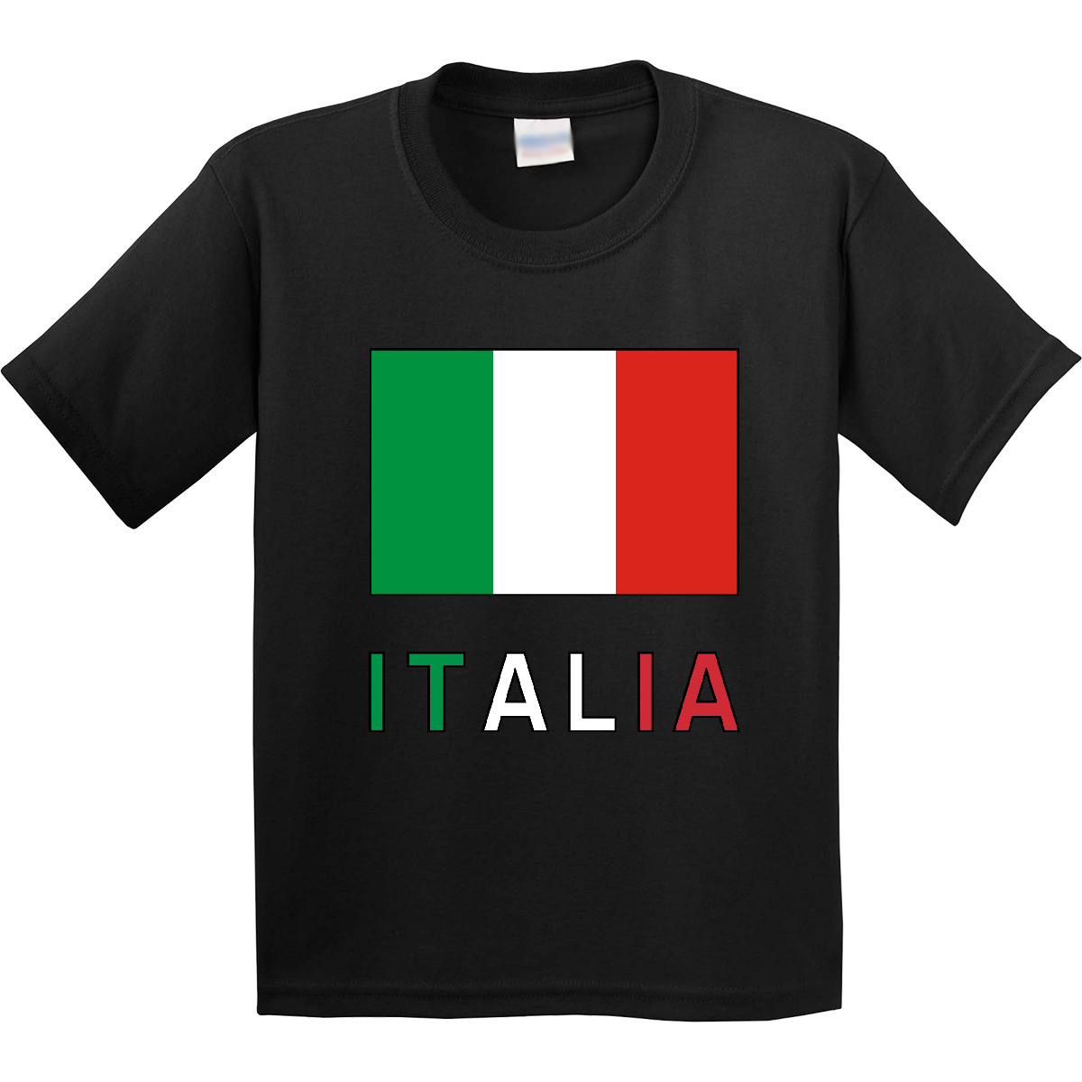 Inktastic Italy Flag & Italia - Black Border Youth T-Shirt Italian Tee Kids Teen - Picture 3 of 12