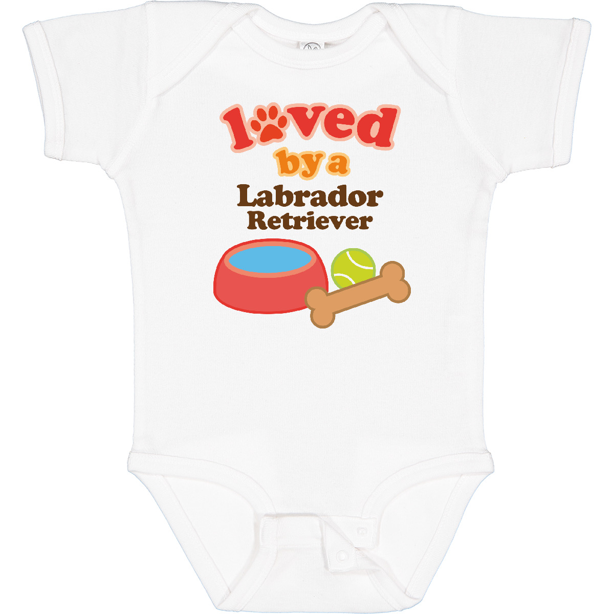 Inktastic Labrador Retriever Loved By A Baby Bodysuit Dogs Pets Puppy Yellow Lab