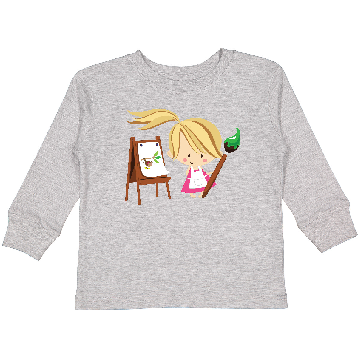 Inktastic Artist Girl With Easel Toddler Long Sleeve T-Shirt Future Art Palette - Imagen 4 de 9