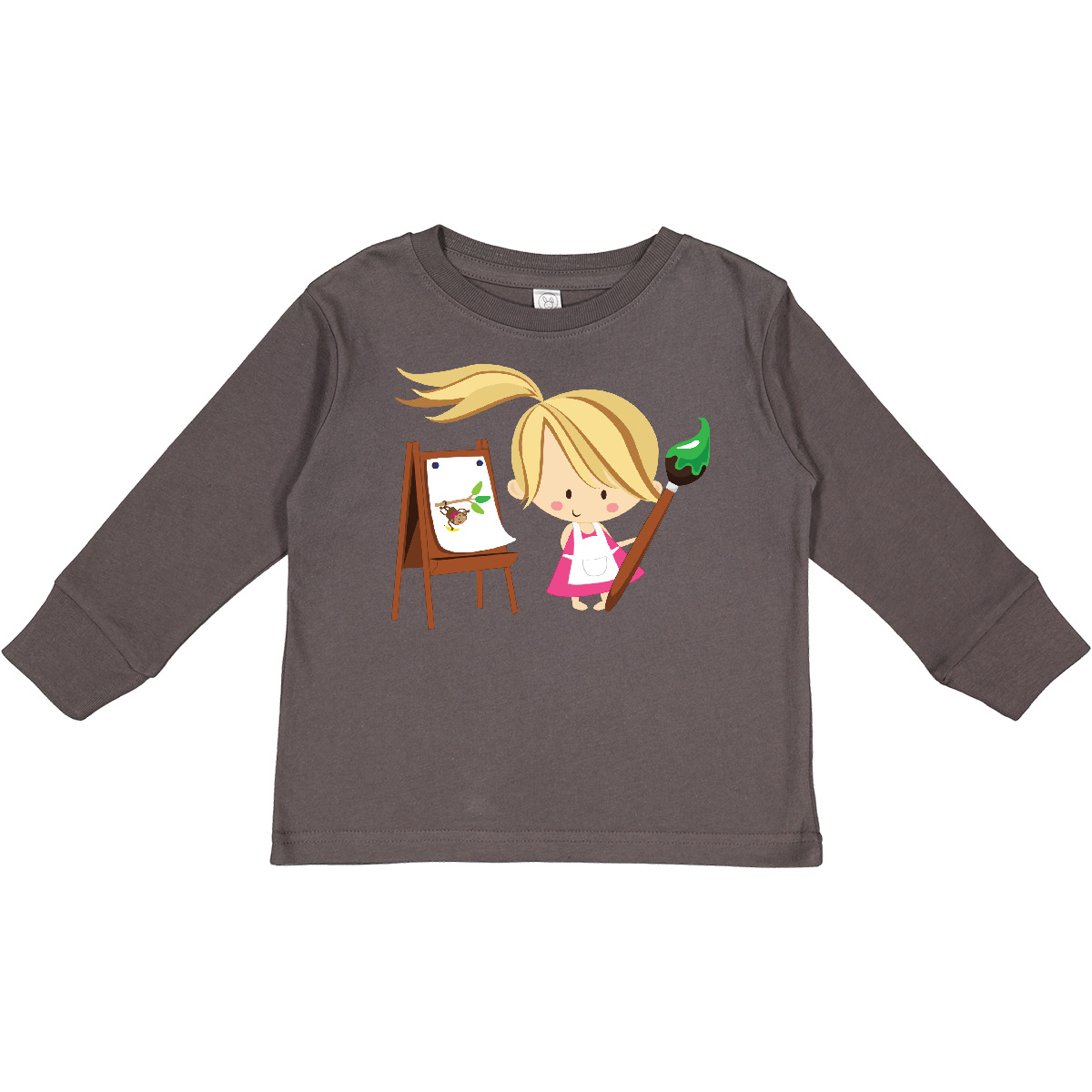 Inktastic Artist Girl With Easel Toddler Long Sleeve T-Shirt Future Art Palette - Imagen 3 de 9