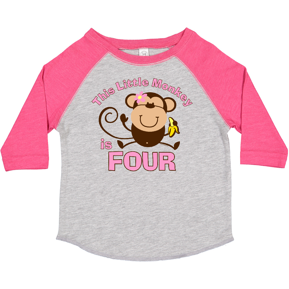 Inktastic Little Monkey Girl 4th Birthday Toddler T-Shirt Fourth 4 Four Year Old - Picture 4 of 15