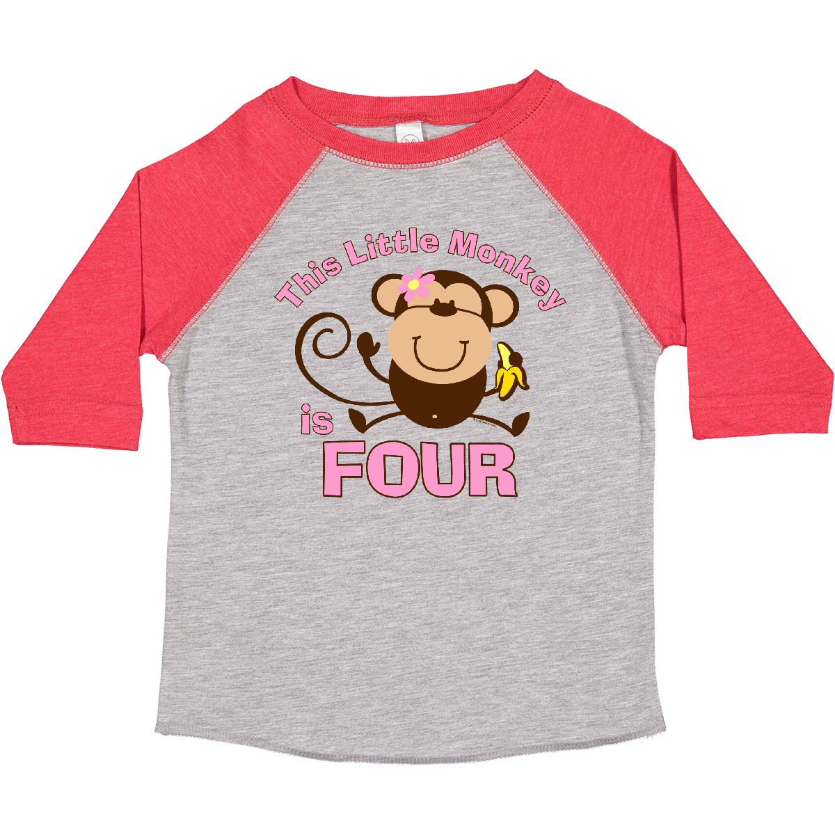 Inktastic Little Monkey Girl 4th Birthday Toddler T-Shirt Fourth 4 Four Year Old - Picture 5 of 15