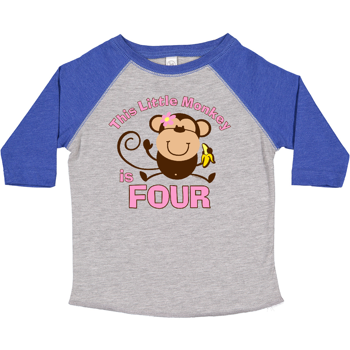 Inktastic Little Monkey Girl 4th Birthday Toddler T-Shirt Fourth 4 Four Year Old - Picture 6 of 15