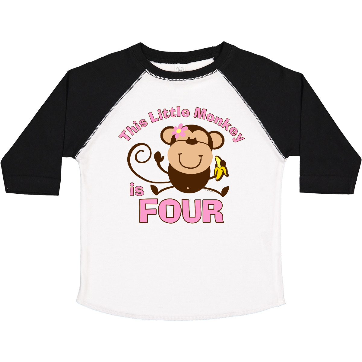 Inktastic Little Monkey Girl 4th Birthday Toddler T-Shirt Fourth 4 Four Year Old - Picture 15 of 15