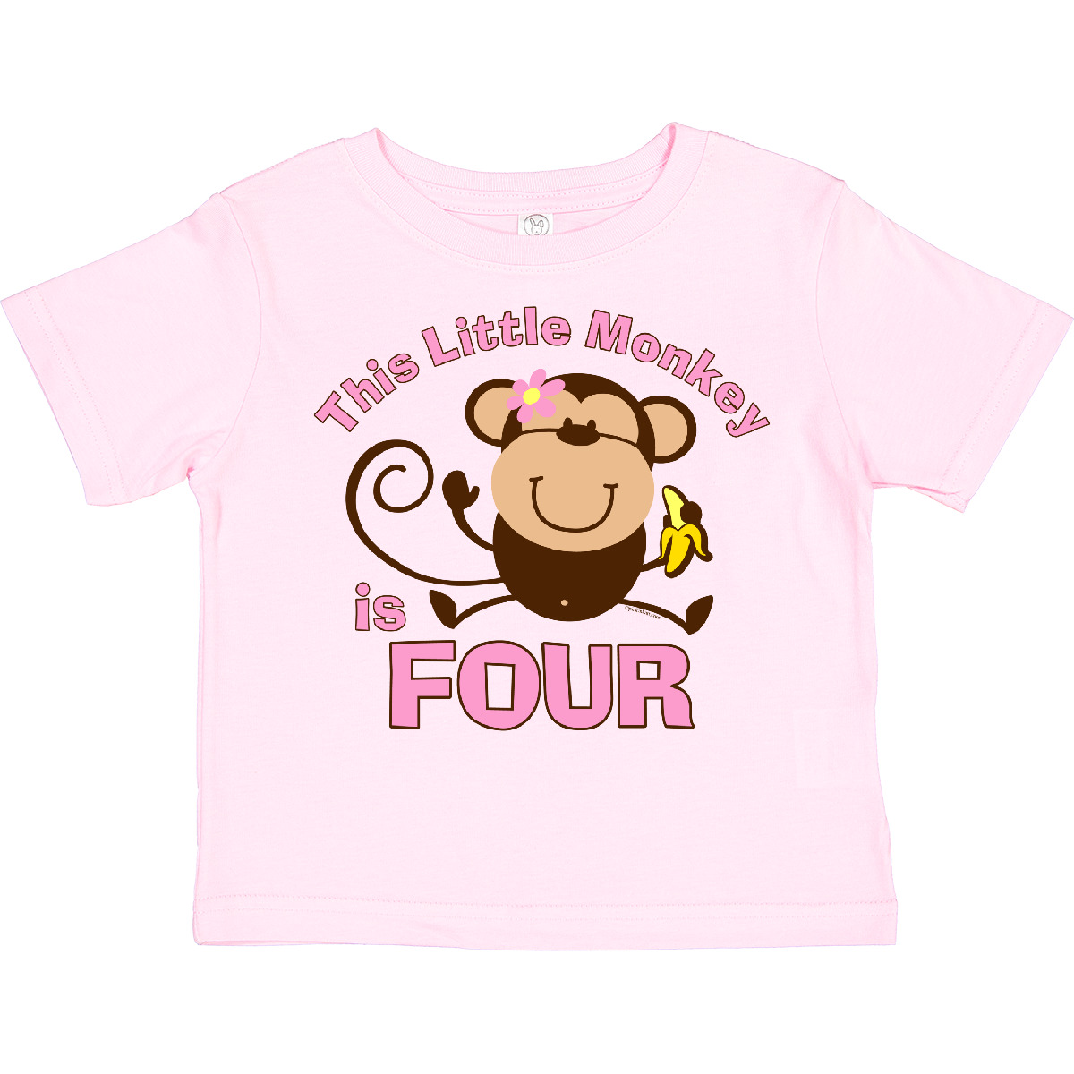 Inktastic Little Monkey Girl 4th Birthday Toddler T-Shirt Fourth 4 Four Year Old - Picture 11 of 15