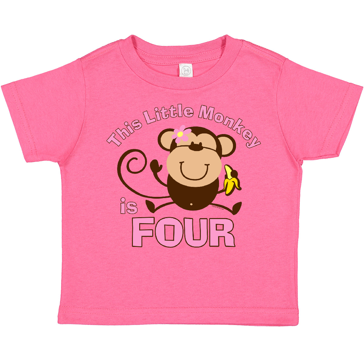 Inktastic Little Monkey Girl 4th Birthday Toddler T-Shirt Fourth 4 Four Year Old - Picture 8 of 15