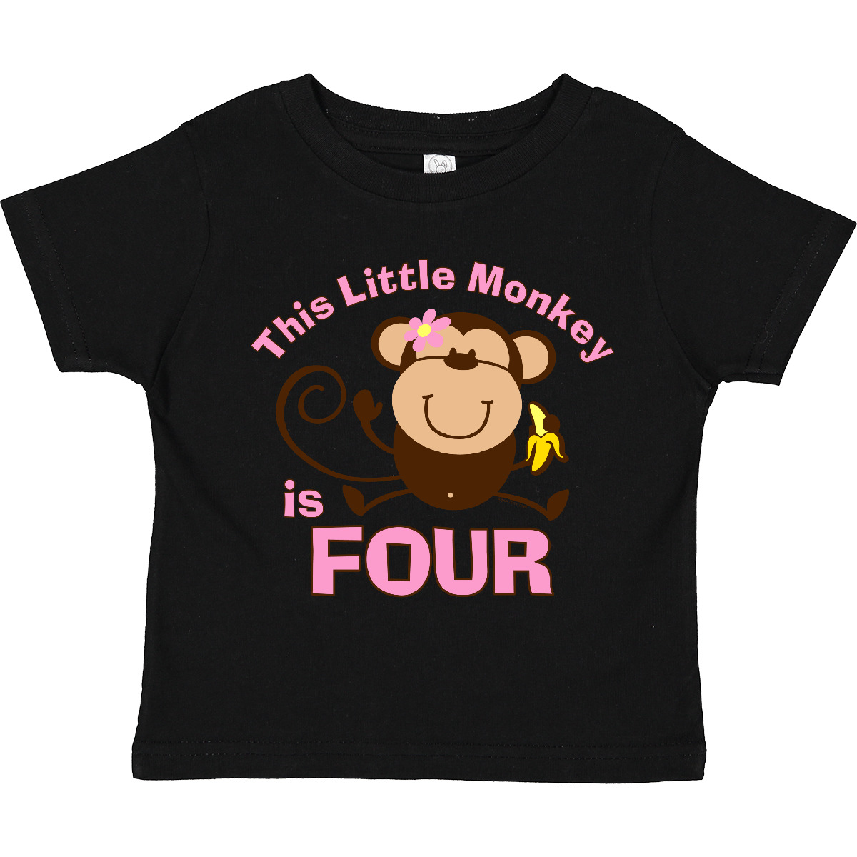 Inktastic Little Monkey Girl 4th Birthday Toddler T-Shirt Fourth 4 Four Year Old - Picture 2 of 15