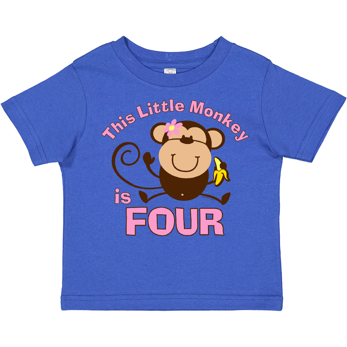 Inktastic Little Monkey Girl 4th Birthday Toddler T-Shirt Fourth 4 Four Year Old - Picture 12 of 15
