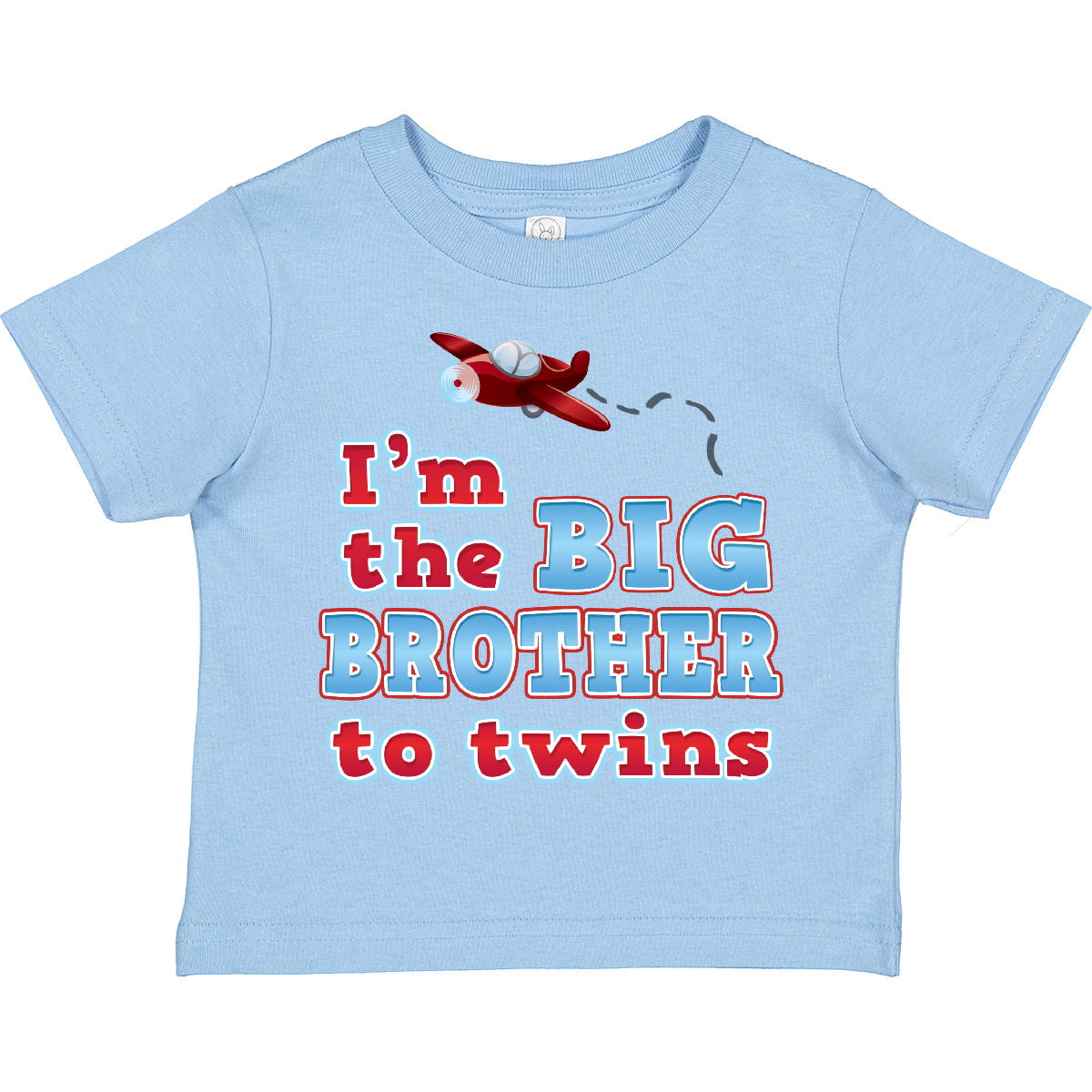 Inktastic I'm The Big Brother To Twins. Toddler T-Shirt Airplane Red Blue New - Picture 10 of 12