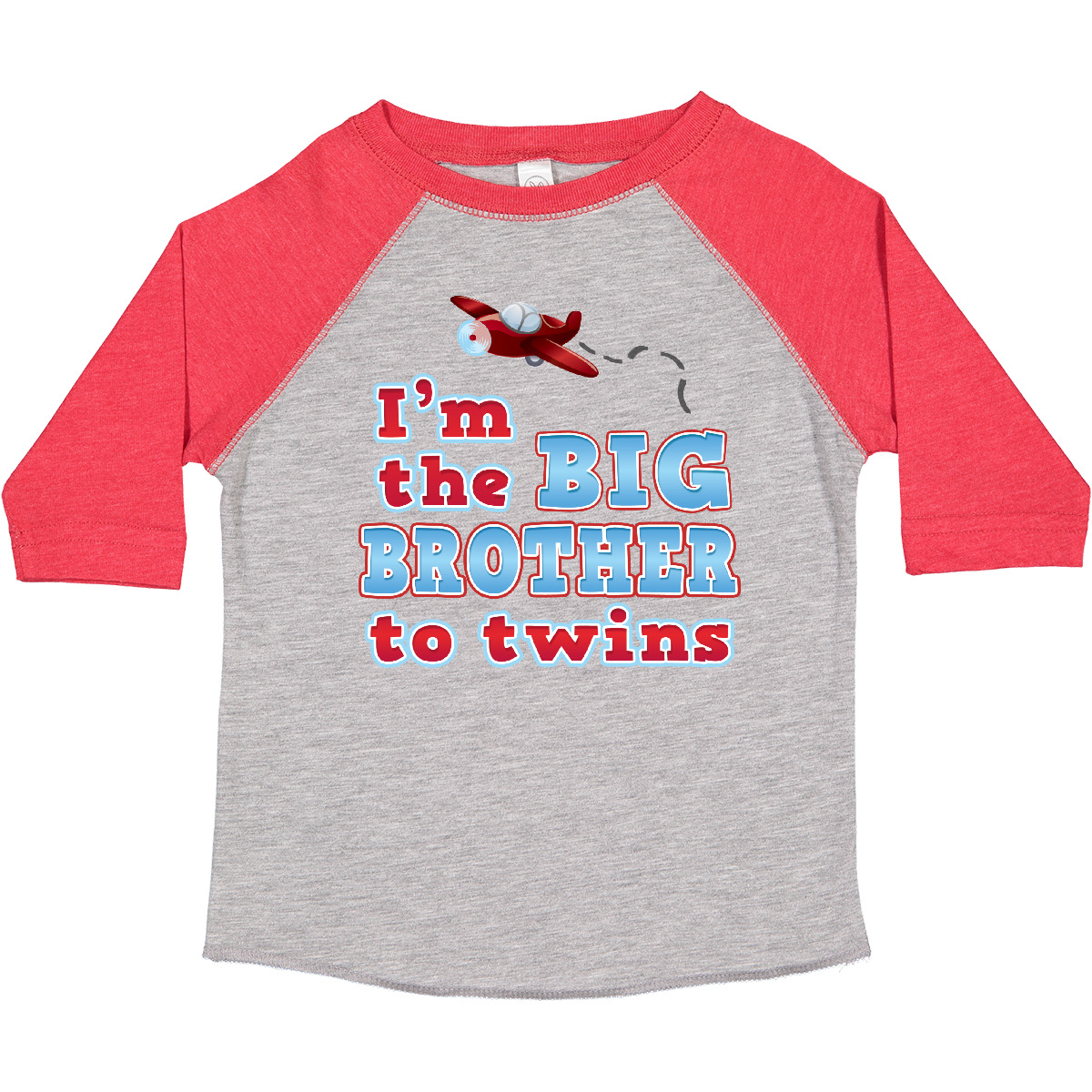Inktastic I'm The Big Brother To Twins. Toddler T-Shirt Airplane Red Blue New - Picture 7 of 12