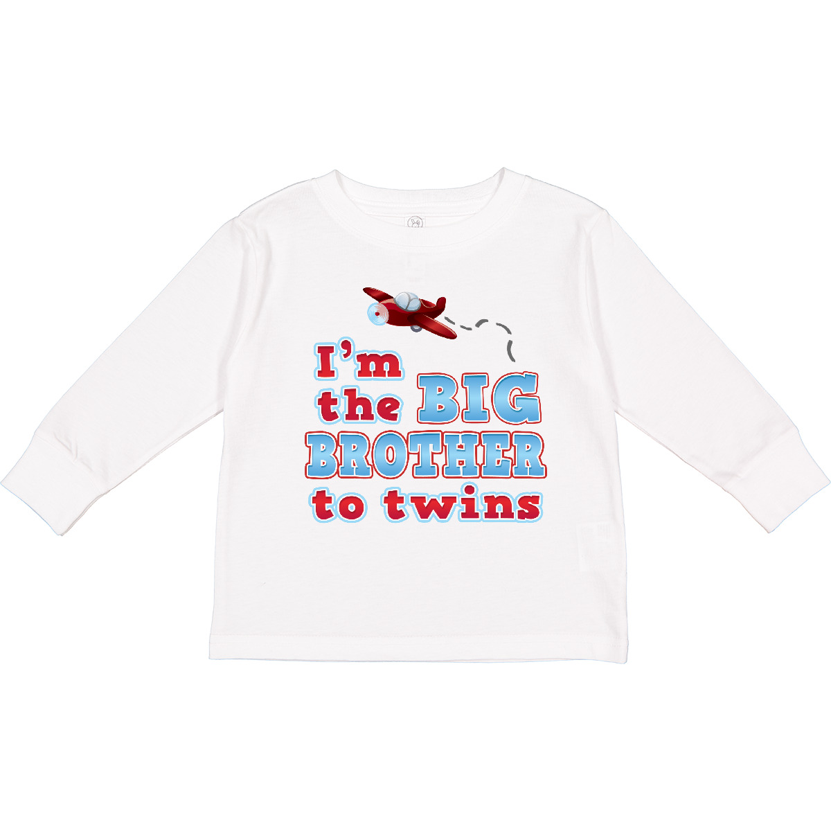 Inktastic I'm The Big Brother To Twins. Toddler Long Sleeve T-Shirt Airplane Red - Picture 7 of 7