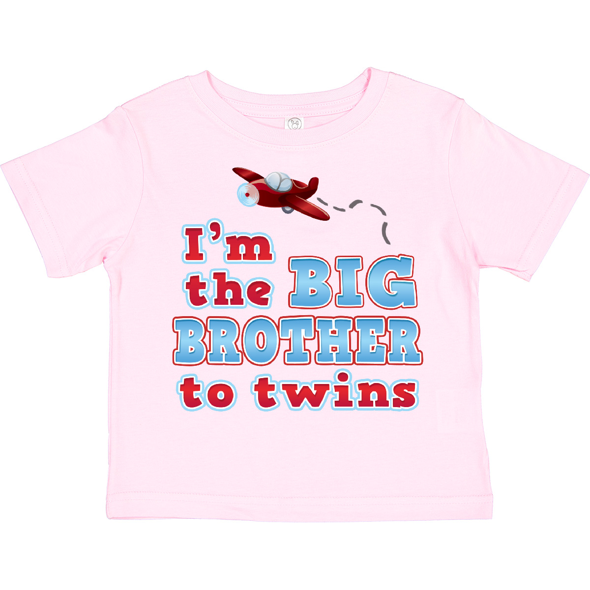 Inktastic I'm The Big Brother To Twins. Toddler T-Shirt Airplane Red Blue New - Picture 11 of 12