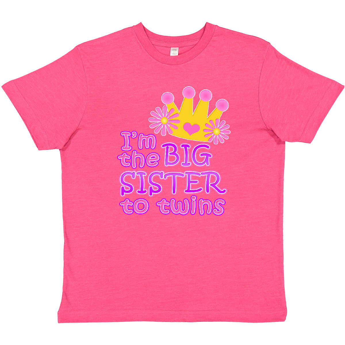 Inktastic I'm The Big Sister To Twins. Youth T-Shirt Pink Crown Tee Kids Child - Picture 11 of 11