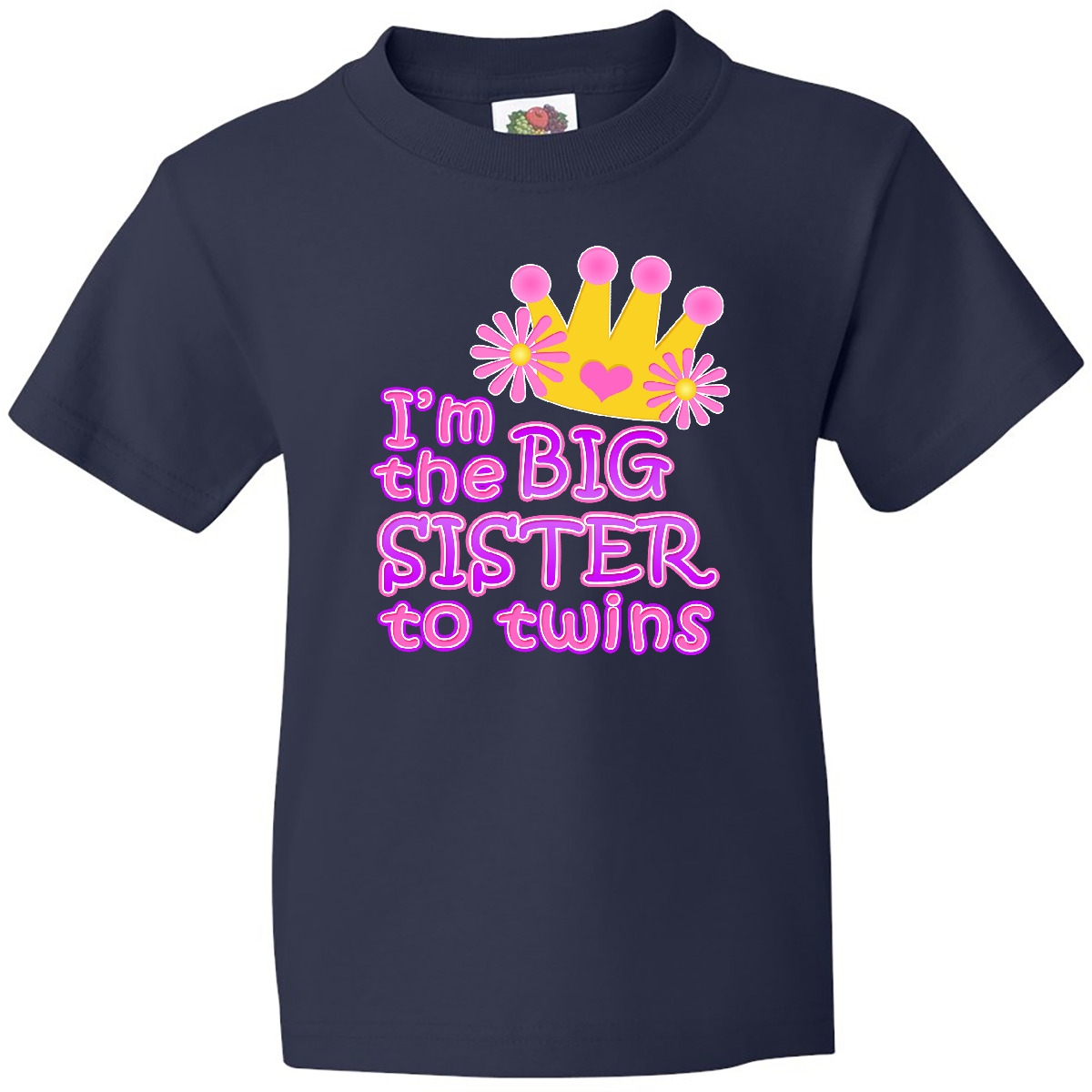 Inktastic I'm The Big Sister To Twins. Youth T-Shirt Pink Crown Tee Kids Child - Picture 6 of 11
