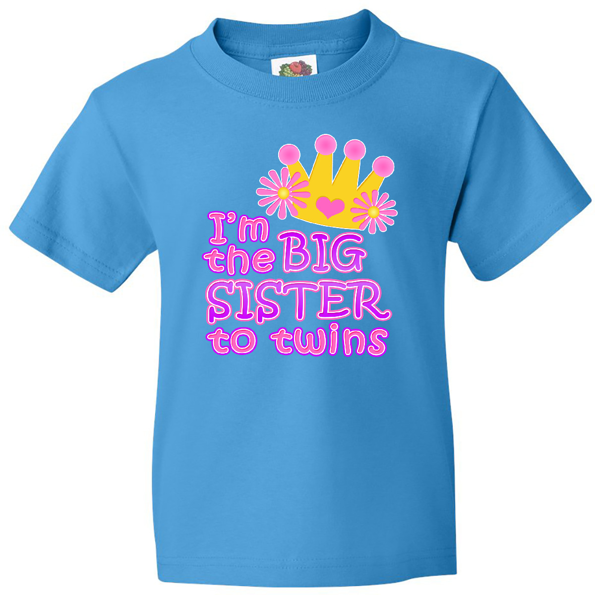 Inktastic I'm The Big Sister To Twins. Youth T-Shirt Pink Crown Tee Kids Child - Picture 8 of 11