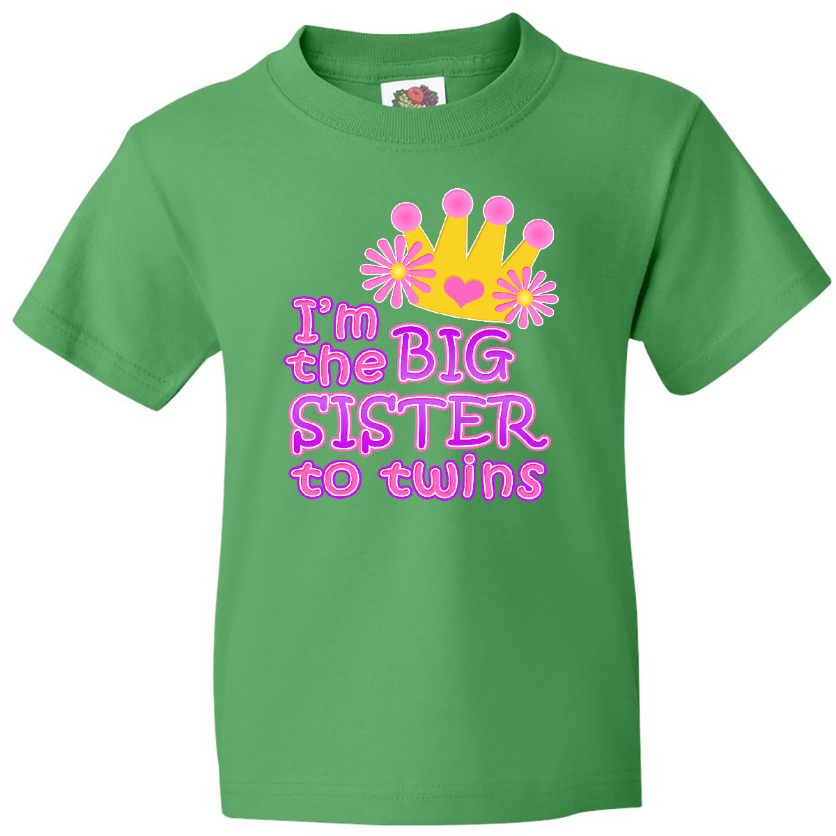 Inktastic I'm The Big Sister To Twins. Youth T-Shirt Pink Crown Tee Kids Child - Picture 5 of 11