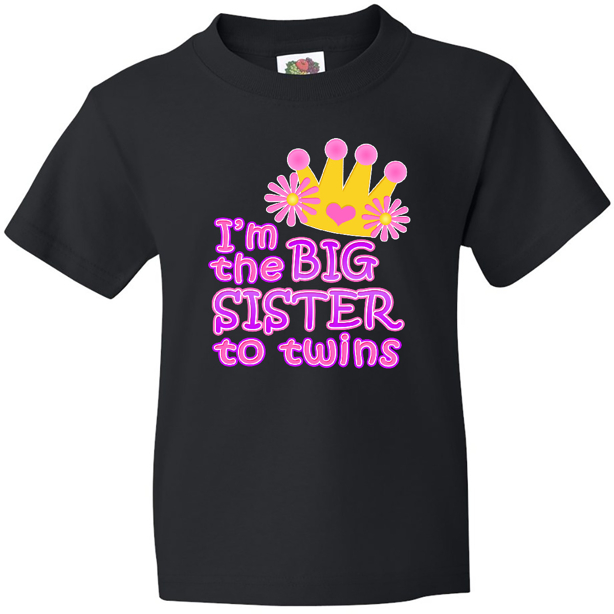 Inktastic I'm The Big Sister To Twins. Youth T-Shirt Pink Crown Tee Kids Child - Picture 3 of 11