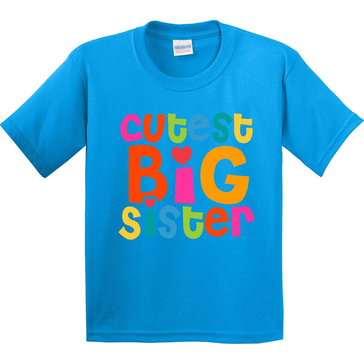 Inktastic Cutest Big Sister Youth T-Shirt Colorful Heart Bright Sibling Tee Kids - Picture 5 of 9