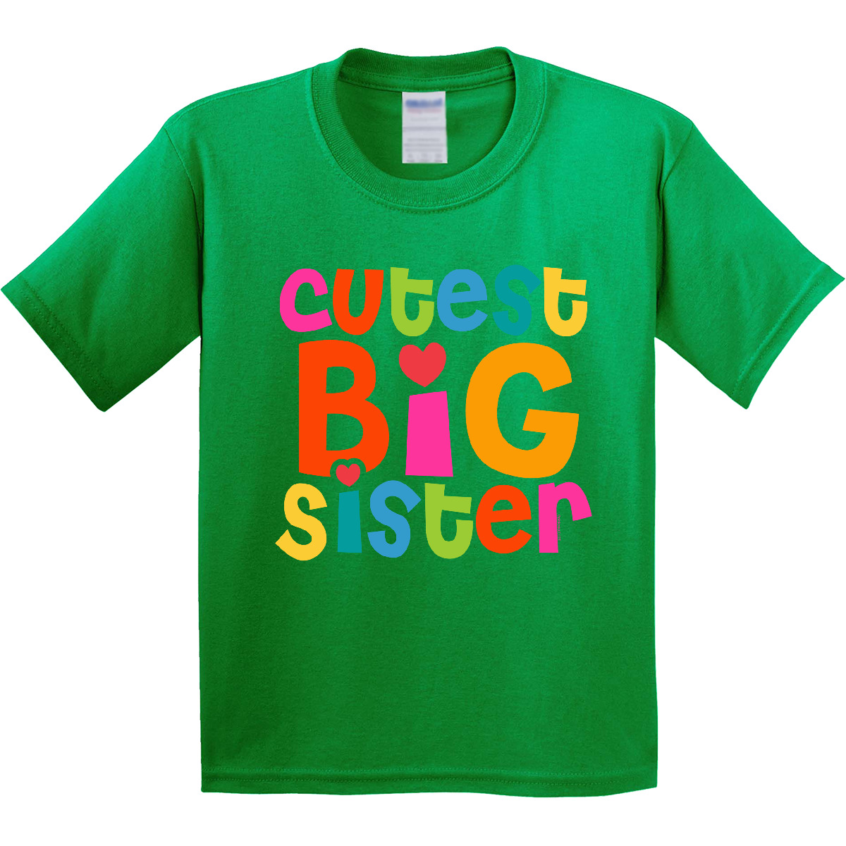 Inktastic Cutest Big Sister Youth T-Shirt Colorful Heart Bright Sibling Tee Kids - Picture 3 of 9