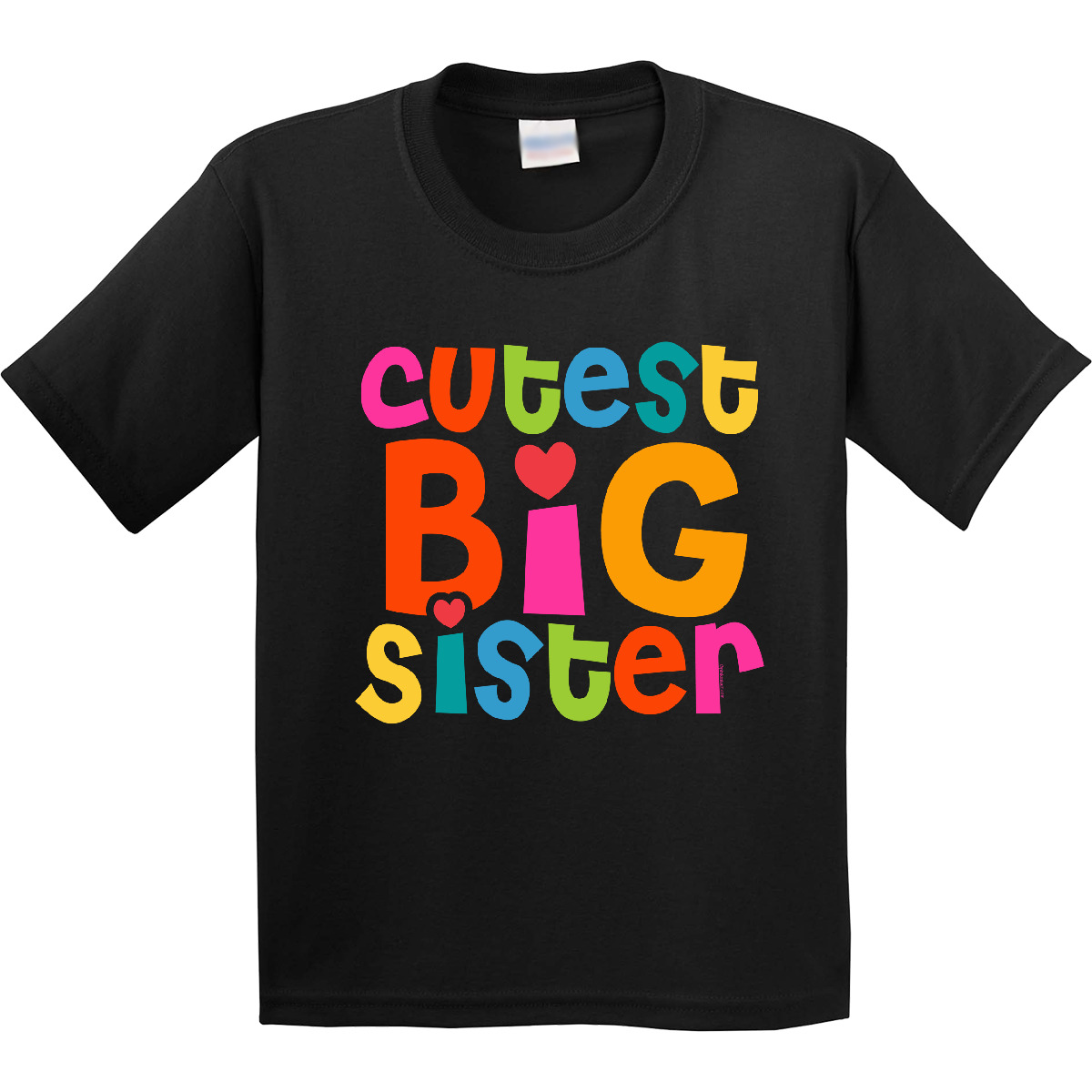 Inktastic Cutest Big Sister Youth T-Shirt Colorful Heart Bright Sibling Tee Kids - Picture 2 of 9