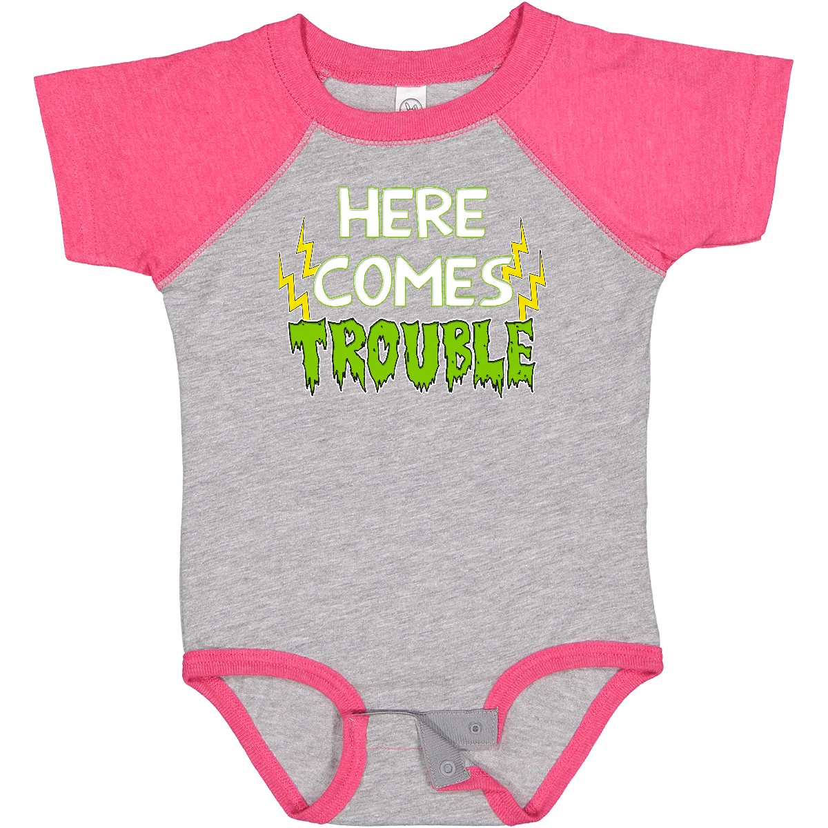 Inktastic Here Comes Trouble Baby Bodysuit Toddler Funny Humor One-piece Infant - Picture 5 of 9