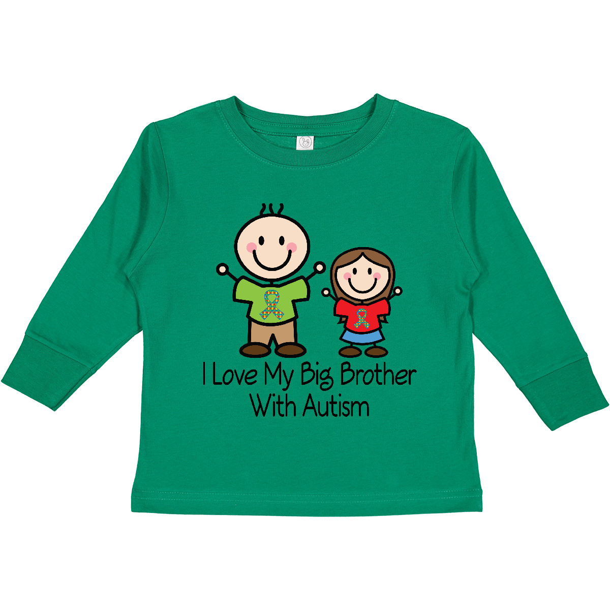 Inktastic I Love My Brother With Autism Toddler Long Sleeve T-Shirt Puzzle Walk - Picture 5 of 8