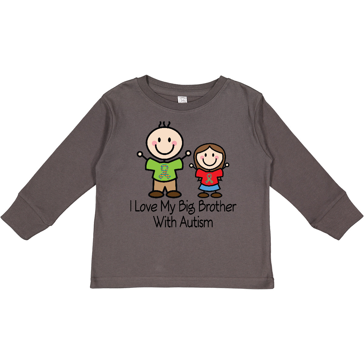 Inktastic I Love My Brother With Autism Toddler Long Sleeve T-Shirt Puzzle Walk - Picture 2 of 8