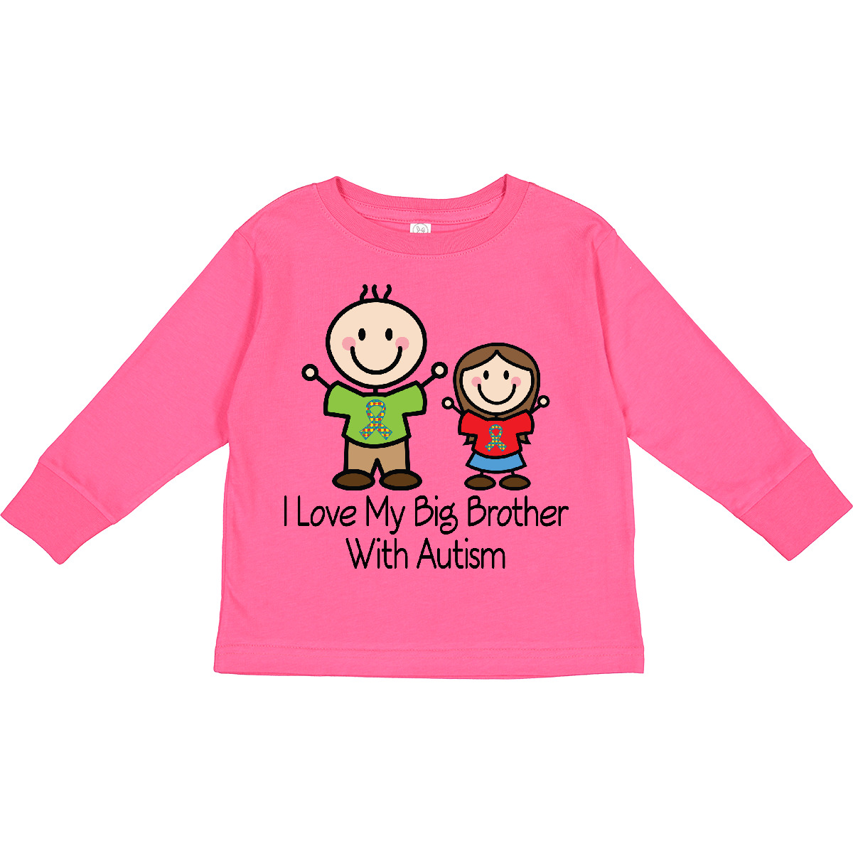 Inktastic I Love My Brother With Autism Toddler Long Sleeve T-Shirt Puzzle Walk - Picture 4 of 8