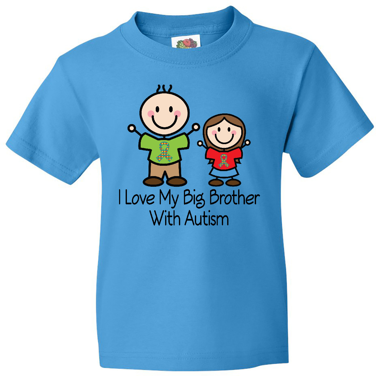 Inktastic I Love My Brother With Autism Youth T-Shirt Puzzle Ribbon Support Walk - Picture 6 of 9