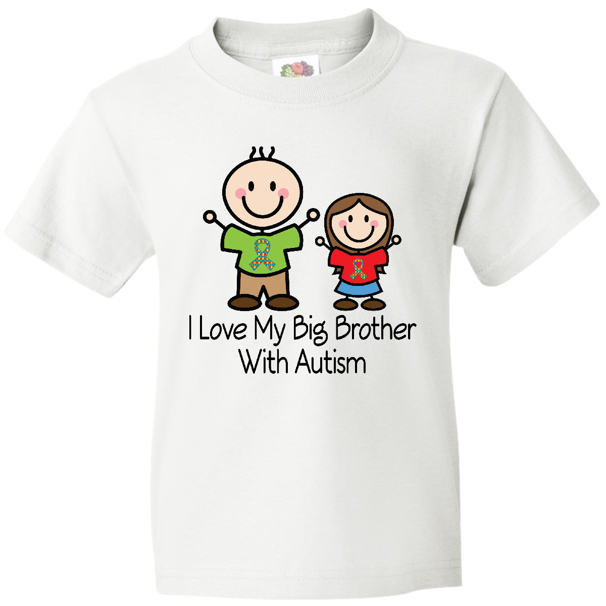 Inktastic I Love My Brother With Autism Youth T-Shirt Puzzle Ribbon Support Walk - Picture 9 of 9
