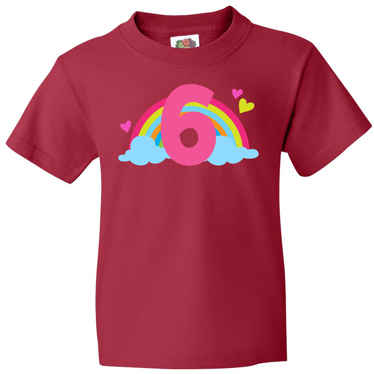 Inktastic 6th Birthday Rainbow Youth T-Shirt Sixth Six Year Old Gift Idea Clouds - Picture 9 of 12