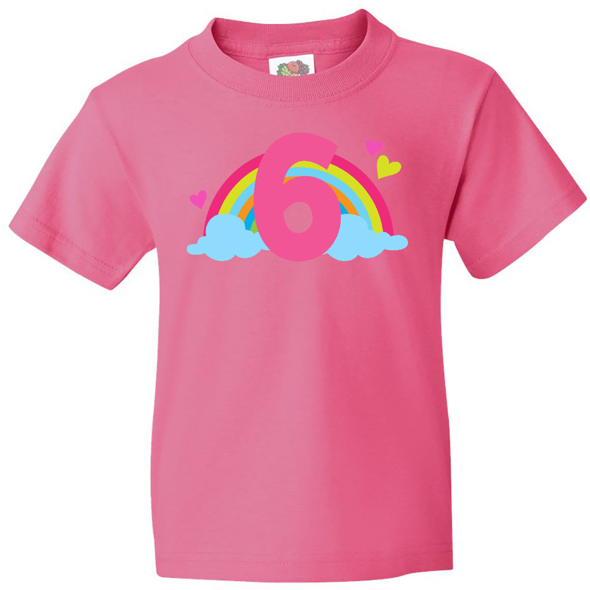 Inktastic 6th Birthday Rainbow Youth T-Shirt Sixth Six Year Old Gift Idea Clouds - Picture 7 of 12