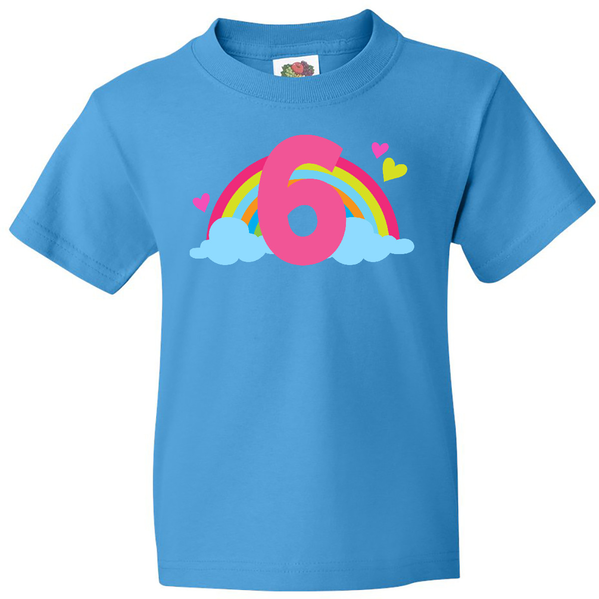 Inktastic 6th Birthday Rainbow Youth T-Shirt Sixth Six Year Old Gift Idea Clouds - Picture 8 of 12