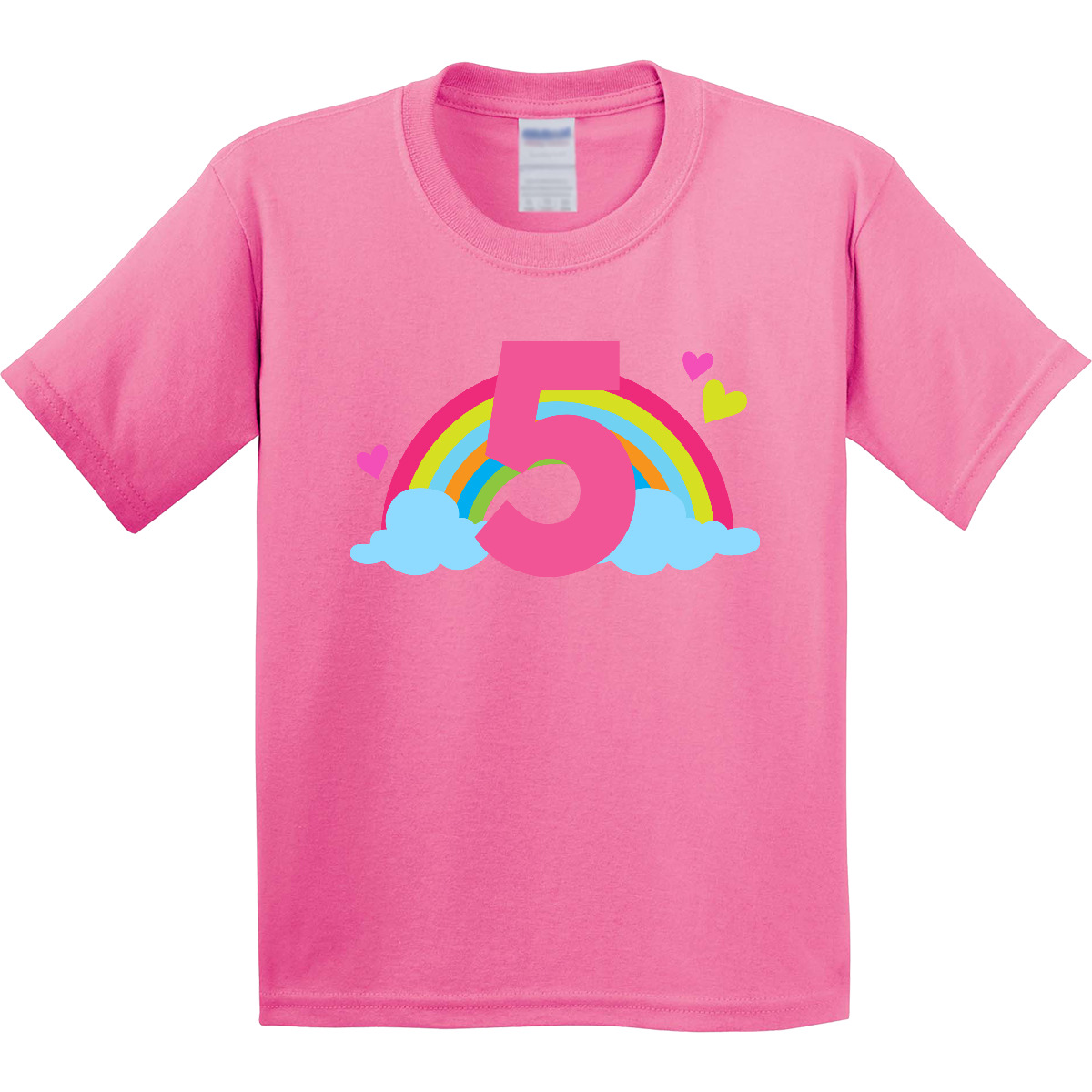 Inktastic 5th Birthday Rainbow Youth T-Shirt Girls Cute Five Adorable Hearts Tee - Picture 2 of 10