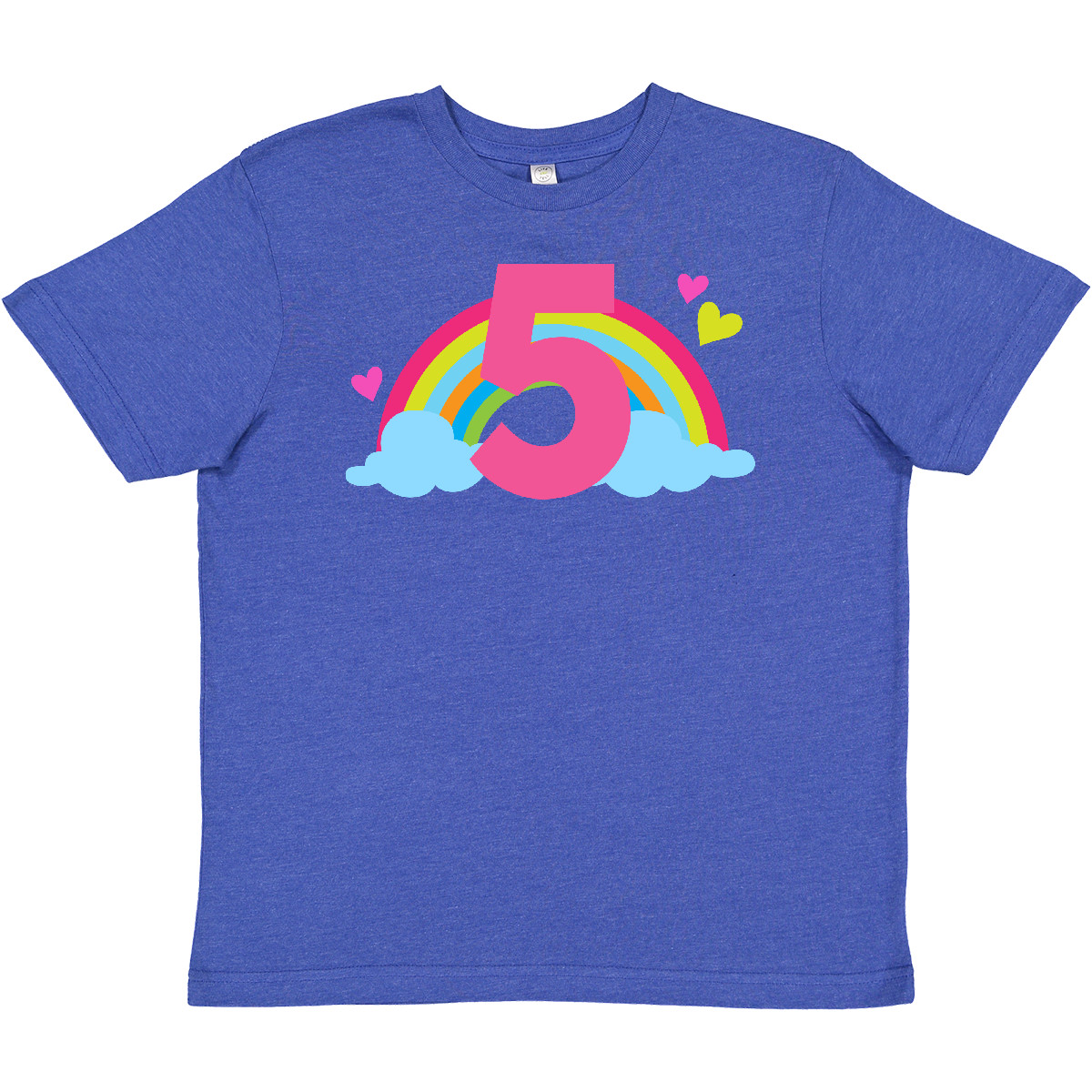 Inktastic 5th Birthday Rainbow Youth T-Shirt Girls Cute Five Adorable Hearts For - Picture 11 of 11