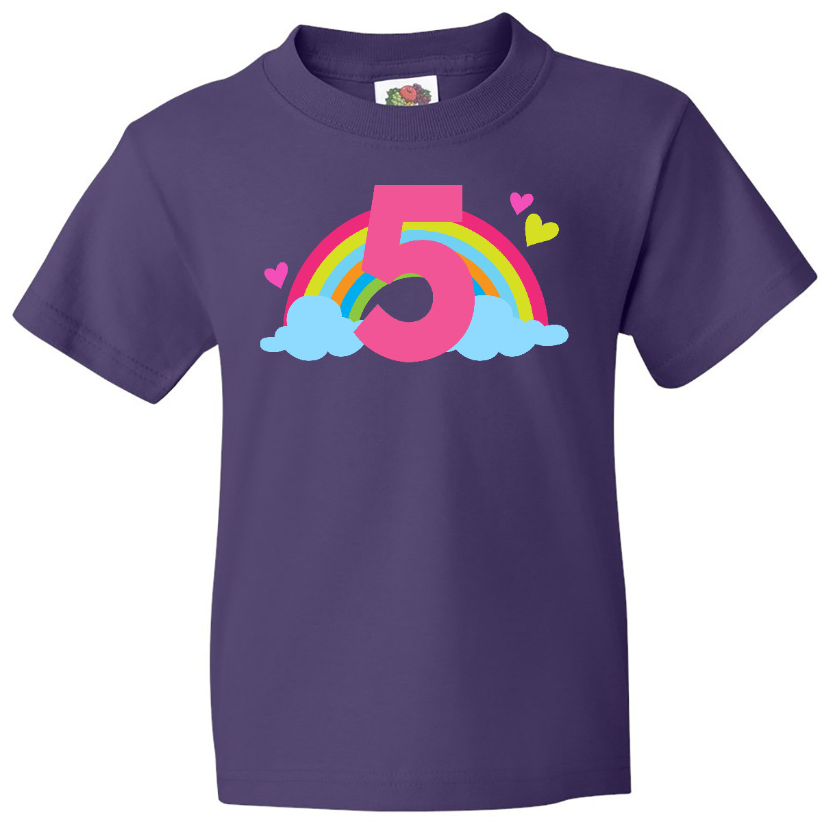 Inktastic 5th Birthday Rainbow Youth T-Shirt Girls Cute Five Adorable Hearts For - Picture 8 of 11