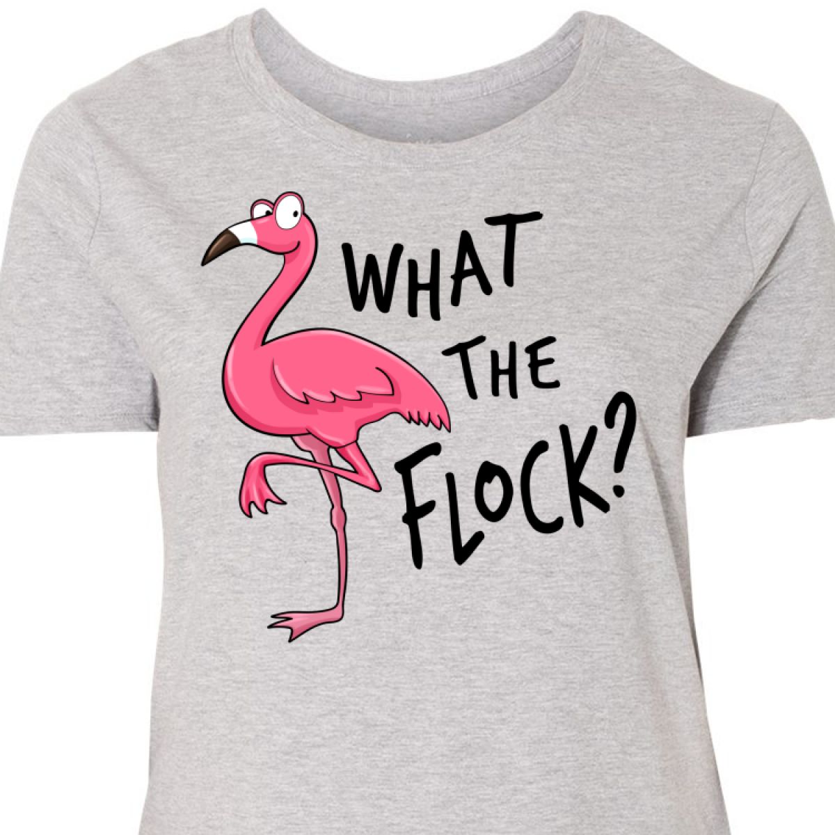 Inktastic What The Flock?- Funny Flamingo Women's Plus Size T-Shirt ...