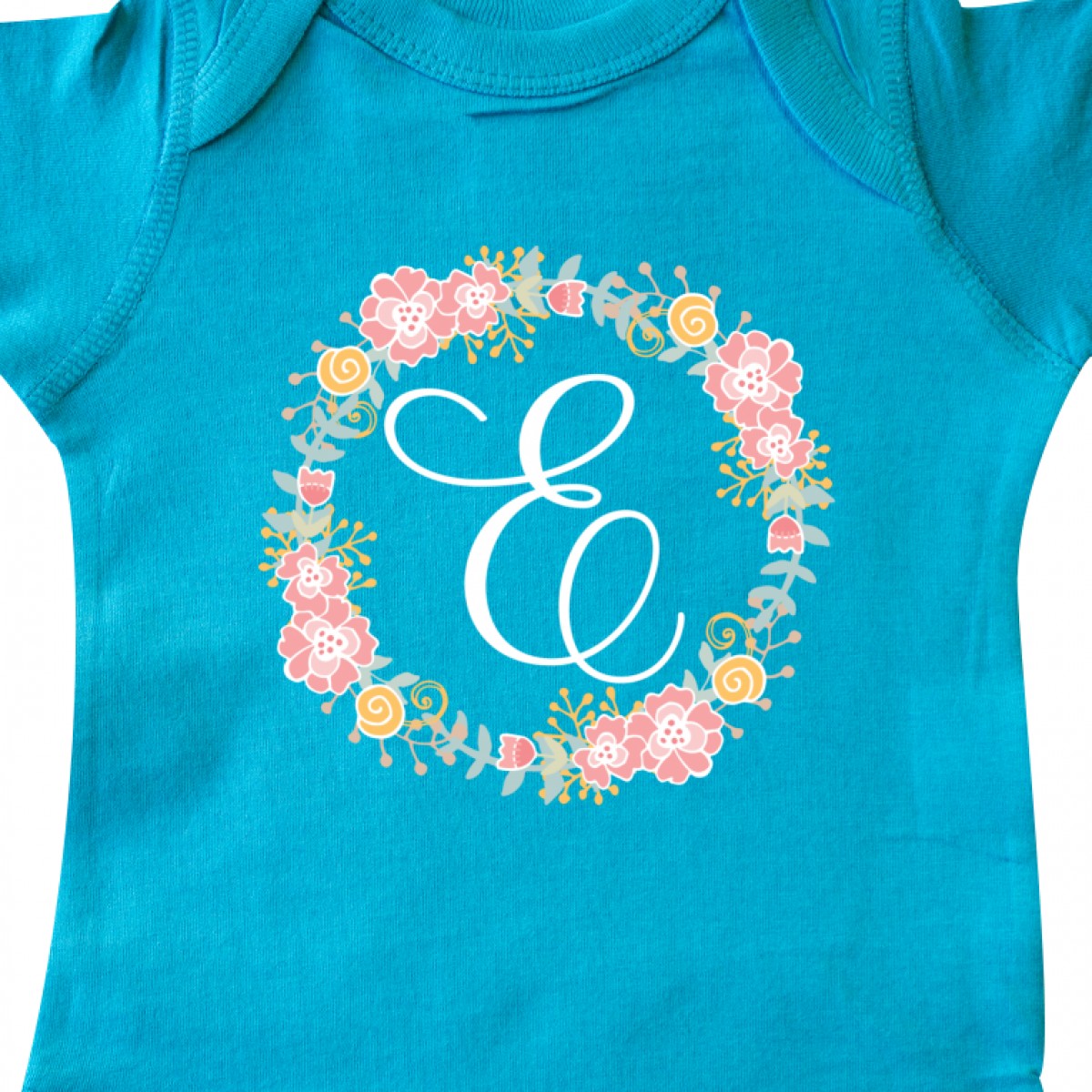 Inktastic C Monogram Alphabet Letter Rose Floral Wreath Infant Creeper Cute Name